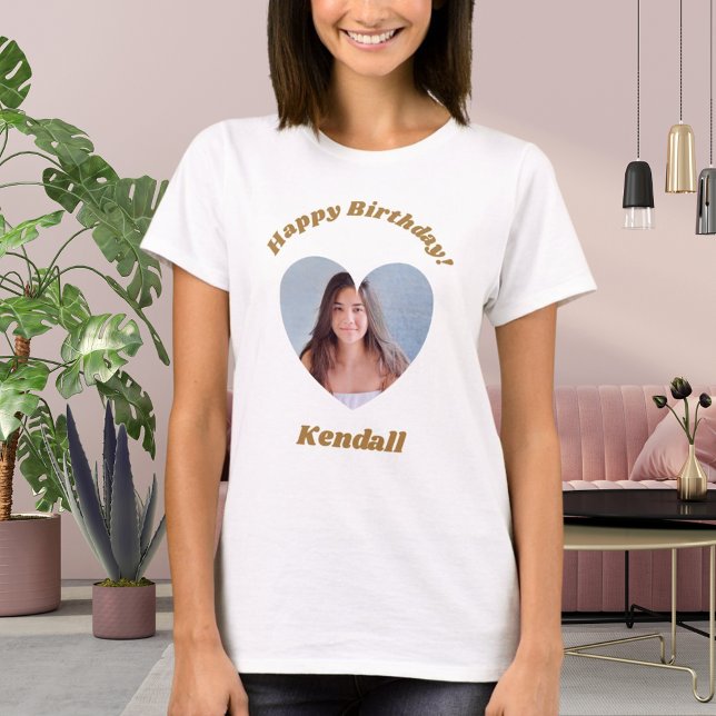 Photo heart name birthday T-Shirt (Creator Uploaded)