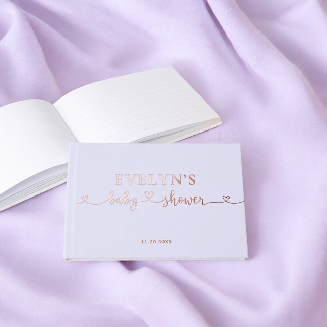 Photo Heart Script Baby Shower Lavender Guest Book (Creator Uploaded)