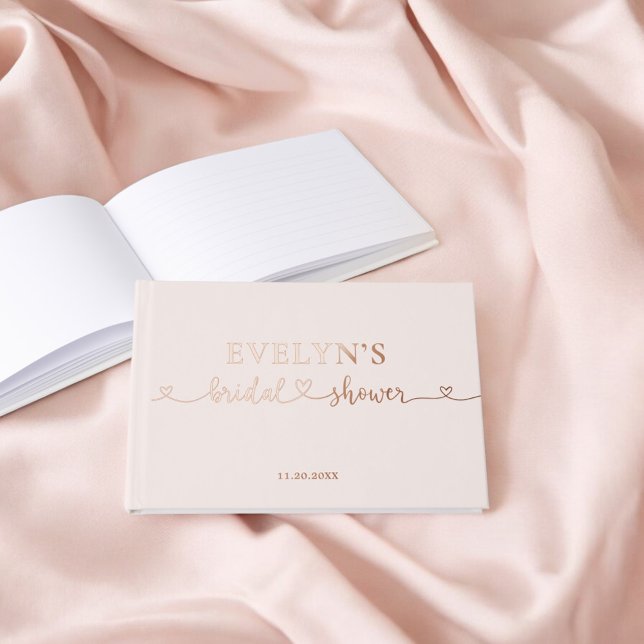 Photo Heart Script Bridal Shower Blush Pink Guest Book (Creator Uploaded)