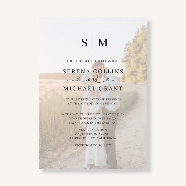 Photo Heart Script QR Code Wedding Invitation (Creator Uploaded)