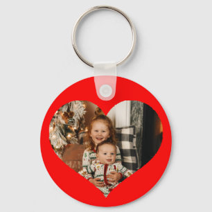 Photo Heart Shape Red Key Ring