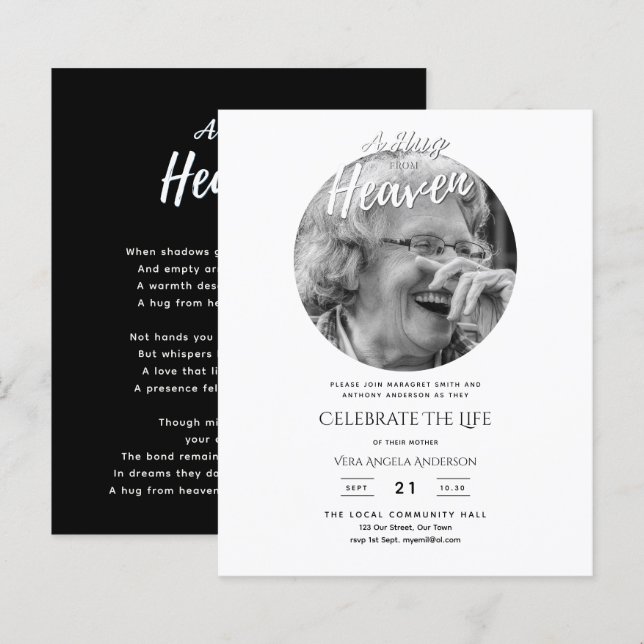 PHOTO Heaven Poem Celebration of Life Funeral (Front/Back)