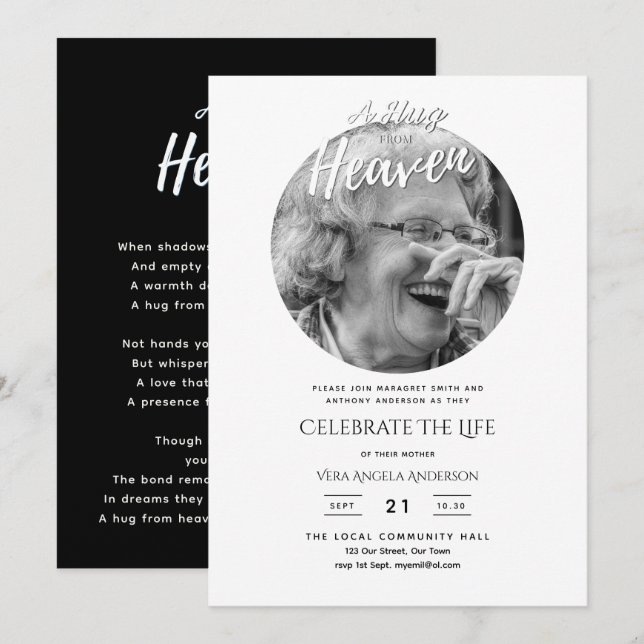 PHOTO Heaven Poem Celebration of Life Funeral Invitation (Front/Back)