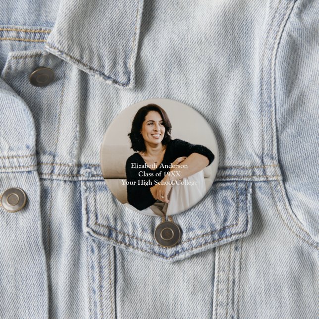 Photo High School College Reunion Personalised 7.5 Cm Round Badge (In Situ)