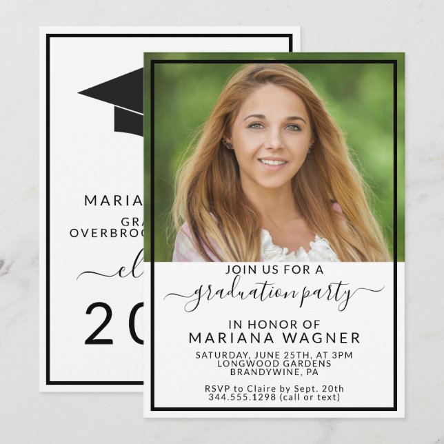 Photo High School Graduation Party Invitation (Front/Back)