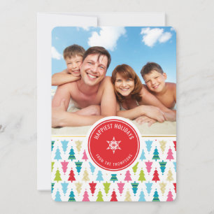 PHOTO HOLIDAY CARD bright christmas tree pattern