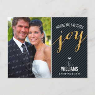 PHOTO HOLIDAY CARD chalkboard glitter black gold