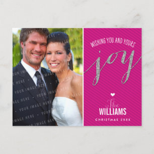 PHOTO HOLIDAY CARD chalkboard glitter type pink
