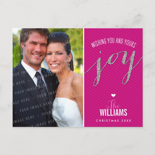 PHOTO HOLIDAY CARD chalkboard glitter type pink (Front)