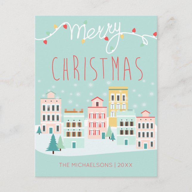 PHOTO HOLIDAY CARD | Christmas Town Scene (Front)
