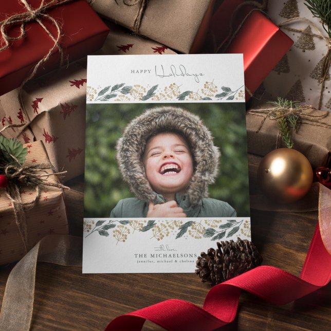 PHOTO HOLIDAY CARD | Christmas Watercolor Pines (Creator Uploaded)