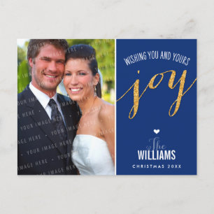 PHOTO HOLIDAY CARD glitter type gold navy blue