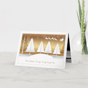 PHOTO HOLIDAY CARD Golden Santa Claus Flight