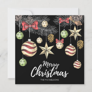 PHOTO HOLIDAY CARD   Vintage Ornaments