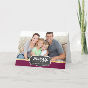PHOTO HOLIDAY gold foil band chalkboard sign plum Card