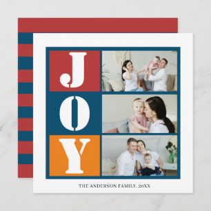 Photo Holiday Joy Blue Red Strip Card