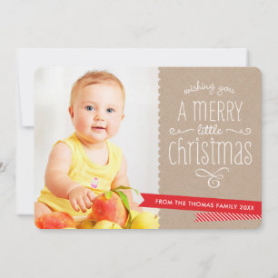 PHOTO HOLIDAY modern whimsical type rustic kraft Card