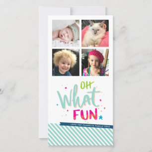PHOTO HOLIDAY oh what fun kids colourful christmas Card