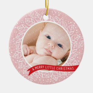 PHOTO HOLIDAY ORNAMENT cute winter foliage pink
