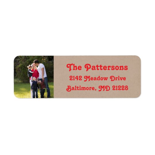 Photo Holiday Return Address Labels: Kraft Return Address Label