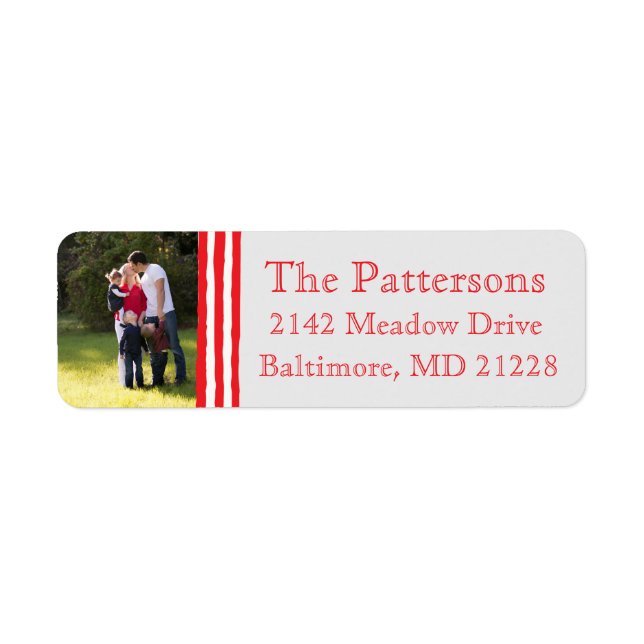 Photo Holiday Return Address Labels: Striped Photo (Front)