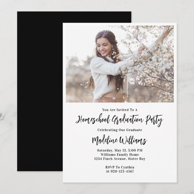 Photo Homeschool Graduation Party Invitation (Front/Back)