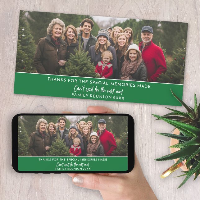 Photo Horizontal or Panoramic Family Reunion Holiday Card (Family Reunion Thank you card with panoramic group photo)