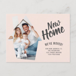 Photo house new home typography pink moving announcement postcard
