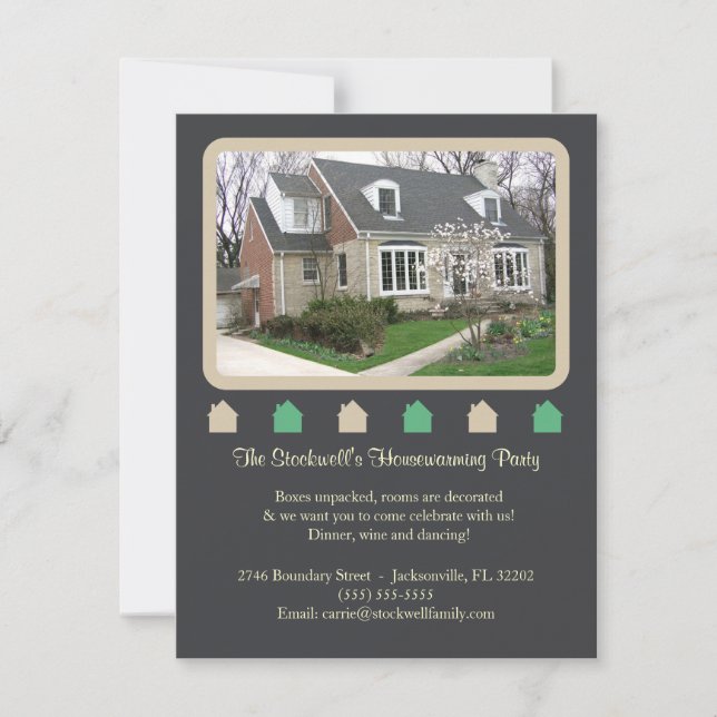Photo Housewarming Invitation - Dark (Front)
