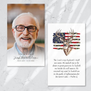 Photo Hunting Stag Memorial Prayer Card