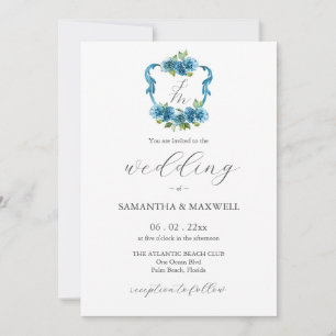 Photo Hydrangea Wedding Monogram Invitations