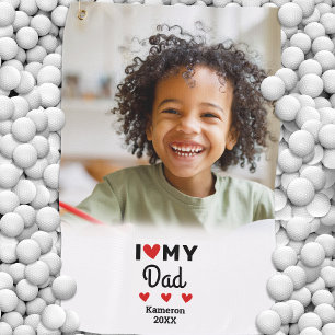 Photo I Love My Dad Golfer Name Custom Golf Towel