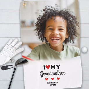 Photo I Love My Grandmother Golfer Name Custom Golf Towel