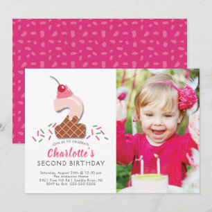 Photo Ice Cream 2ND Birthday Invitation