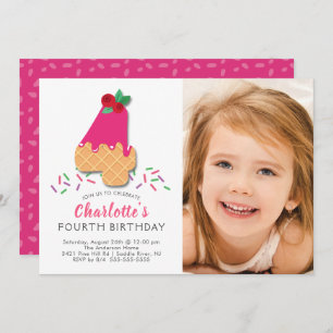 Photo Ice Cream 4TH Birthday Invitation