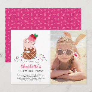 Photo Ice Cream 5TH Birthday Invitation