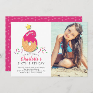 Photo Ice Cream 6TH Birthday Invitation