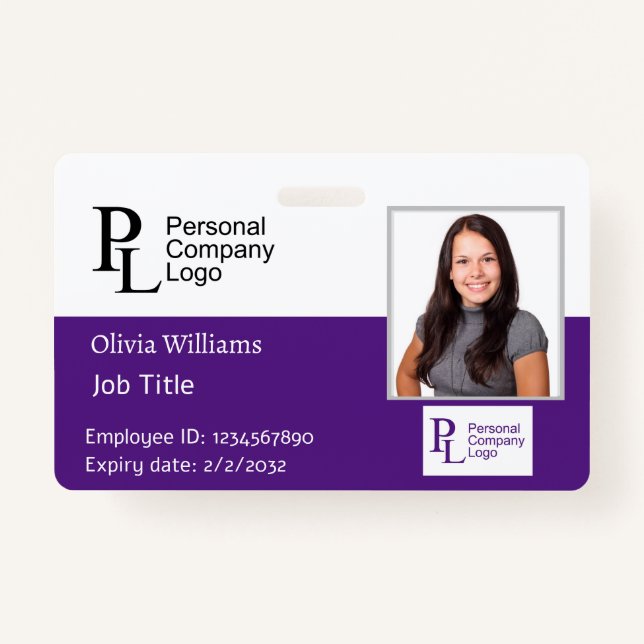 Photo ID Badge Personalised Company Employee ID (Front)