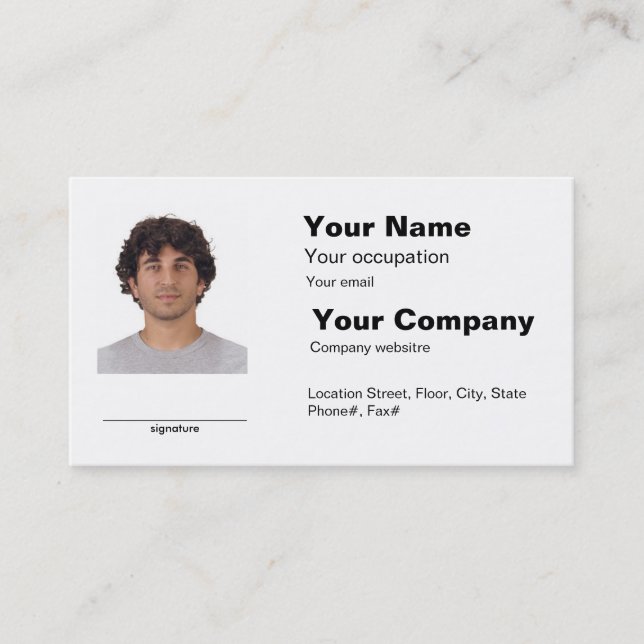 Photo ID Boy Business Card Made Easy (Front)