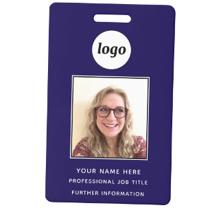Photo ID Clean Professional Navy Blue Name Badge
