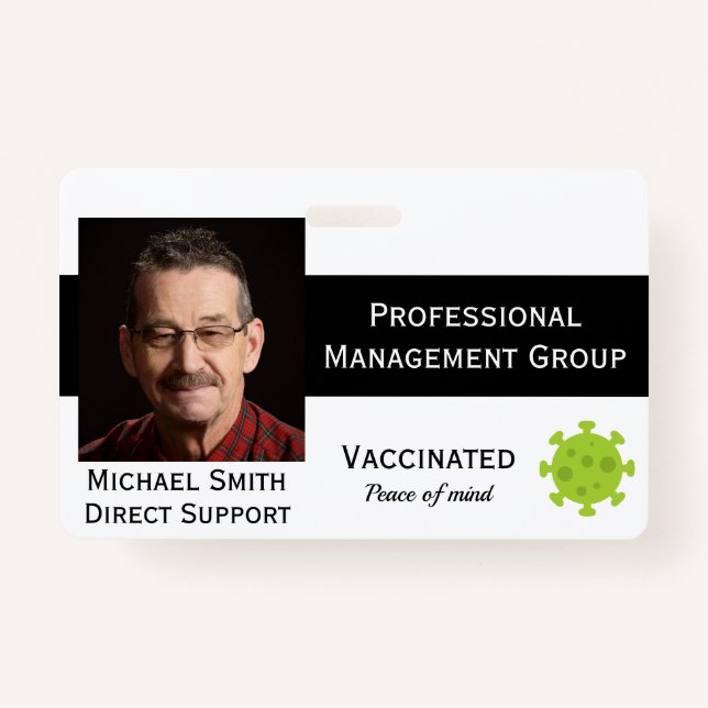 Photo ID Clip Covid Vaccinated 2 Sides ID Badge (Front)