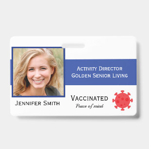 Photo ID Clip Covid Vaccinated 2 Sides ID Badge