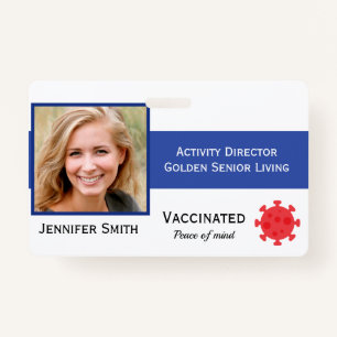 Photo ID Clip Covid Vaccinated 2 Sides ID Badge