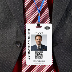 Photo ID Company Security ID QR Code Airline Pilot Badge