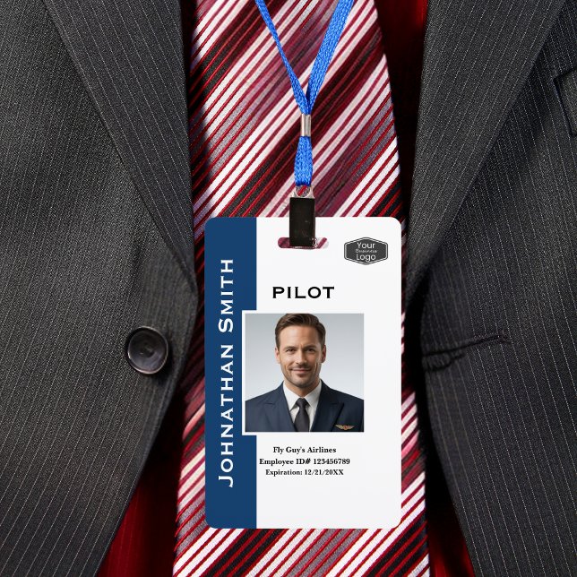 Photo ID Company Security ID QR Code Airline Pilot ID Badge (Creator Uploaded)