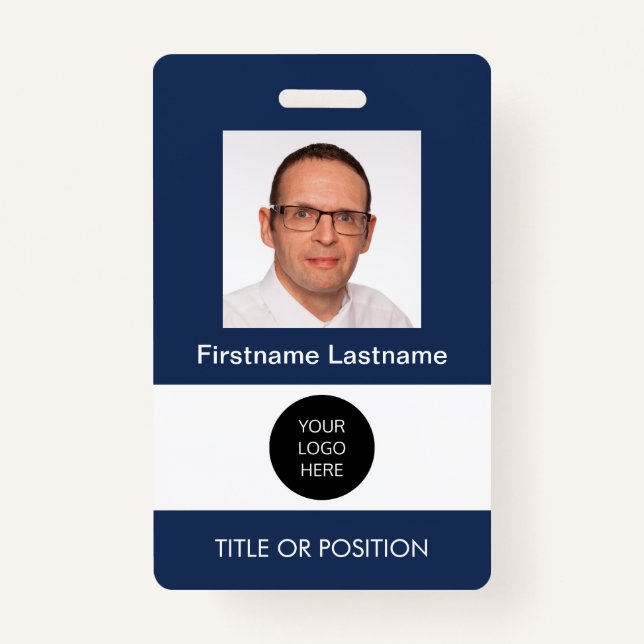 Photo ID Dark Blue Name Badge ID Badge (Front)