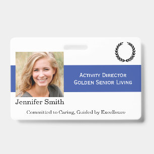 Photo ID Double Sides w Barcode & Logo Custom Badge