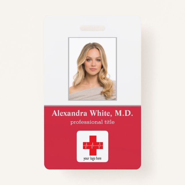 Photo ID Employee Hospital Medical Professional ID Badge (Front)
