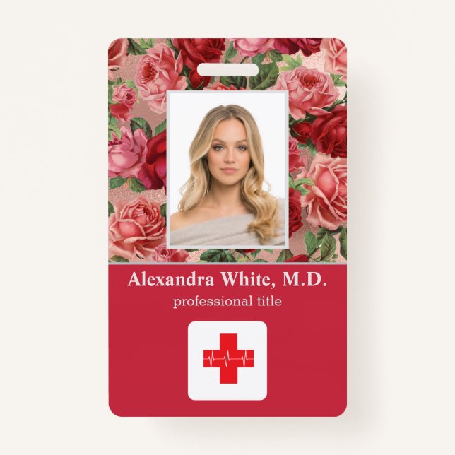 Photo ID Employee Hospital Medical Professional ID Badge (Front)