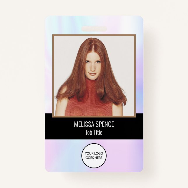 Photo ID Employee Logo Iridescent Security ID Badge (Front)
